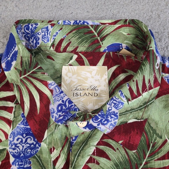 Tasso Elba Island Shirt Men's XL Multicolor Hawaiian Christmas Festive Rayon - Picture 5 of 14